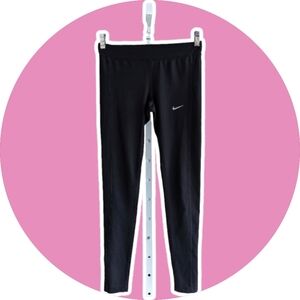 Nike Black Dri Fit Leggings w/Zippers + Drawstring Waist Small EUC